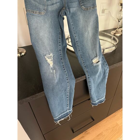 Indigo Blue Distressed Maternity Overalls - Picture 7 of 10